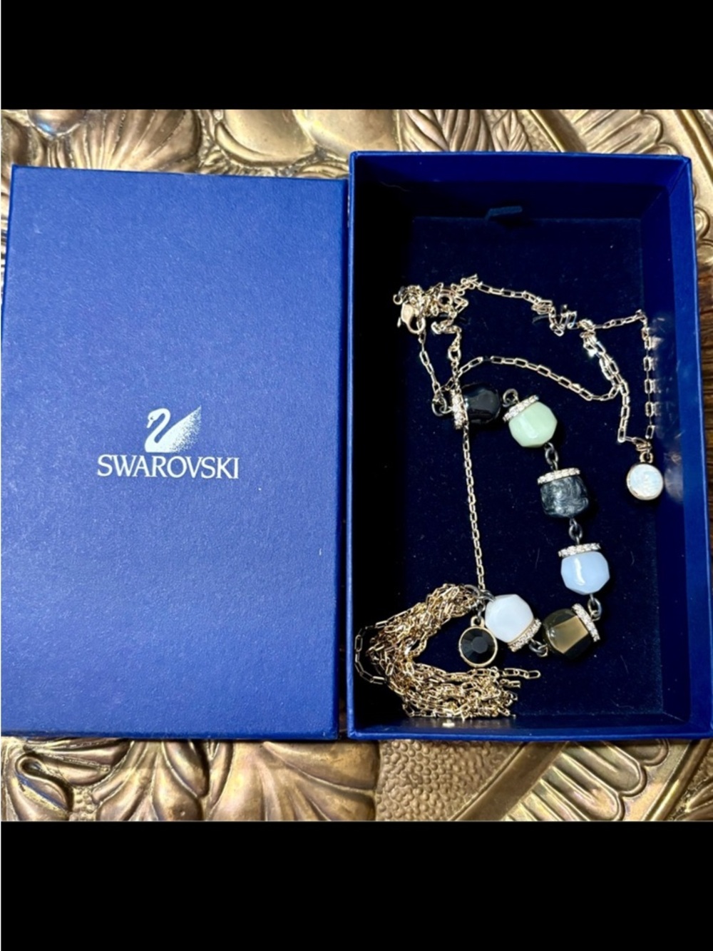 Swarovski Gold and Black Beaded Necklace
Vintage y2k
